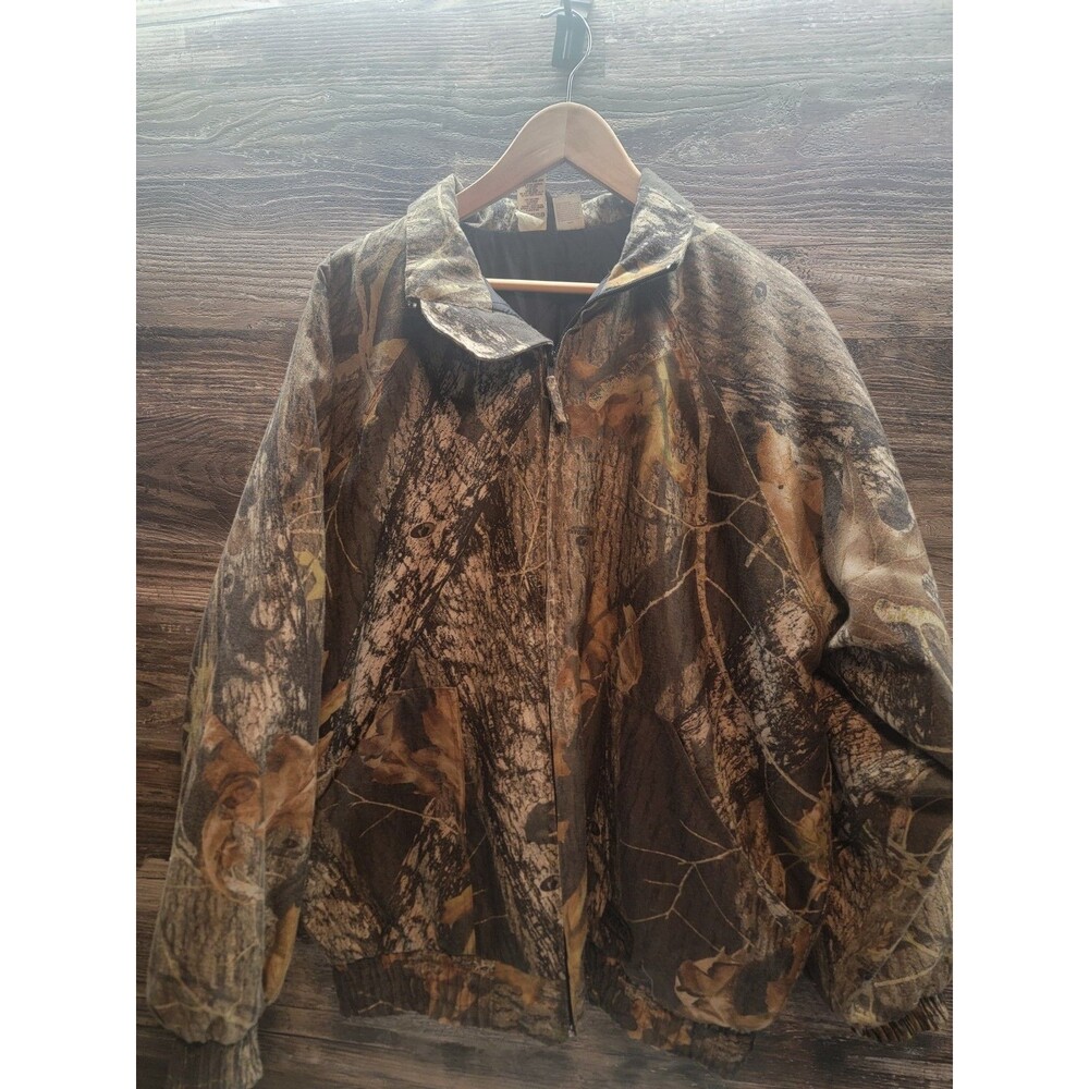 Liberty Jacket Mens Large Brown/Green Camo Mossy Oak Break Up Hunting EUC